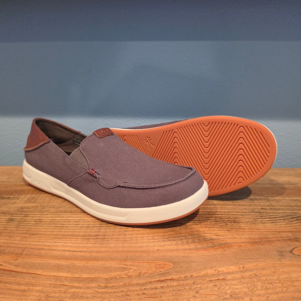 Kuru Mens Pace Slip On Shoes Dark Ash Gray Canvas Leather Orthopedic Size 9.5